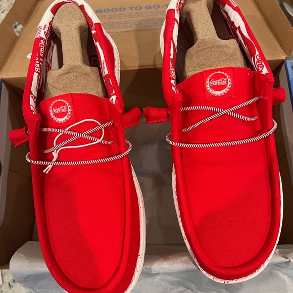 Hey Dude True Red and White Coca-Cola Canvas Slip-Ons main image 3